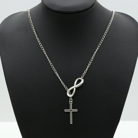 Infinity Cross Lariat Faith Pendant Necklace - Picture 3 of 3